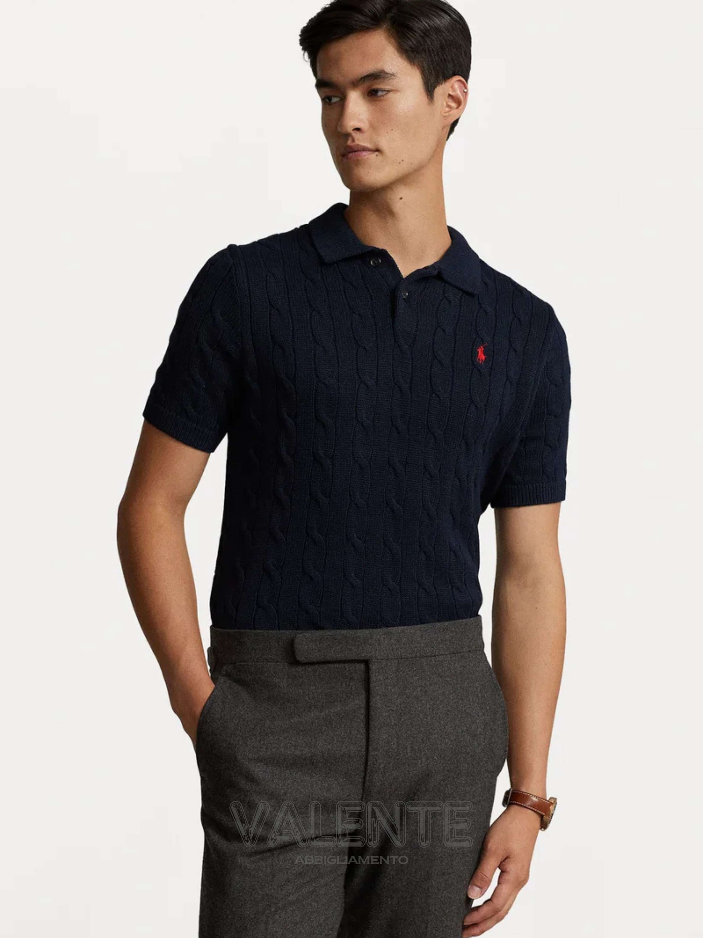 Valente Abbigliamento | Maglia Con Treccia Con colletto